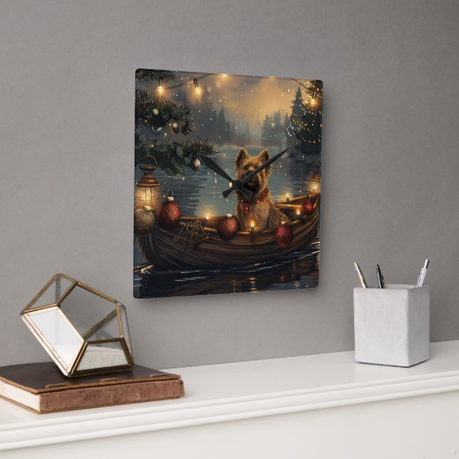 Cane Corso Christmas Festive Voyage Square Wall Clock (Office)