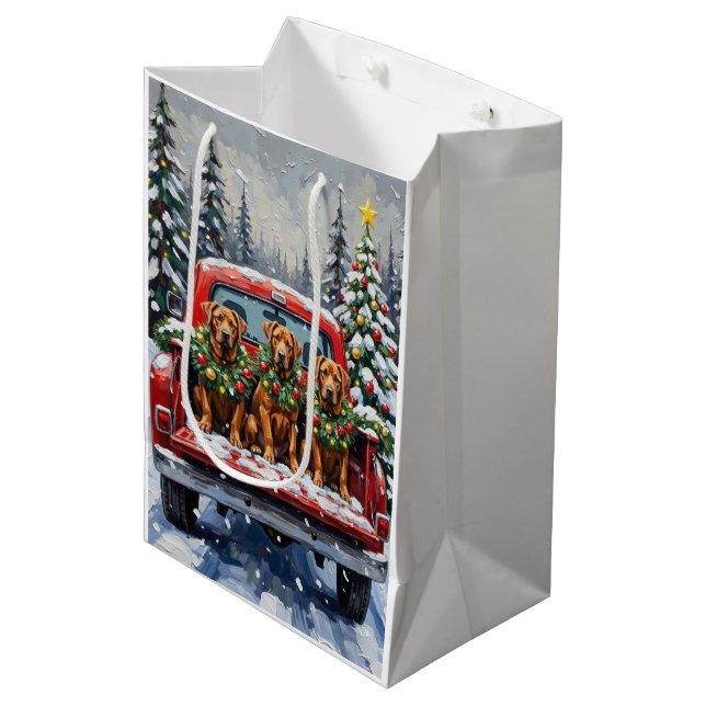 Cane Corso Christmas Red Truck Holiday Medium Gift Bag (Front Angled)
