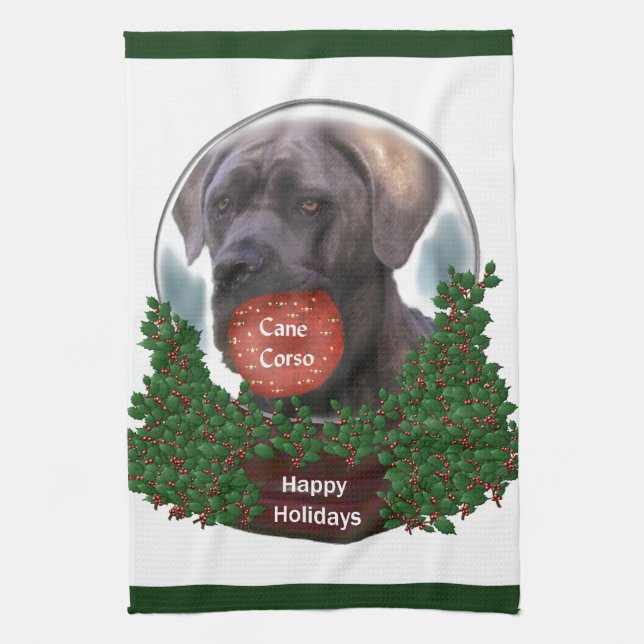 Cane Corso Christmas Tea Towel (Vertical)