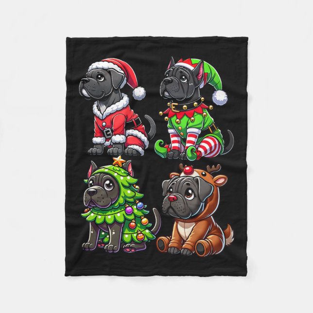 Cane Corso Christmas Tree Santa Elf Costume Dog  Fleece Blanket (Front)