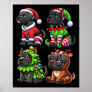 Cane Corso Christmas Tree Santa Elf Costume Dog  Poster