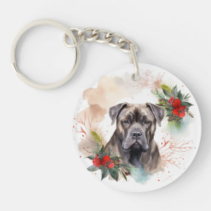 Cane Corso Christmas Wreath Festive Pup Key Ring