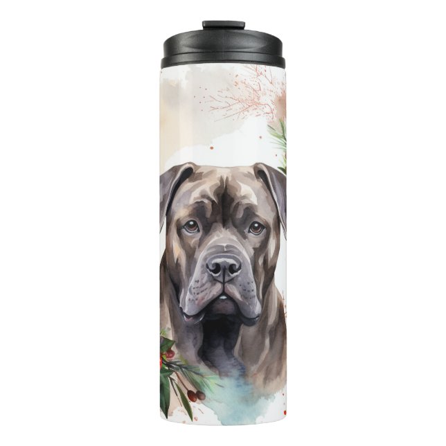 Cane Corso Christmas Wreath Festive Pup Thermal Tumbler (Front)