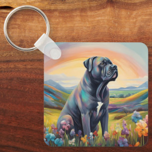 Cane Corso Custom Name Rainbow Dog Memorial Key Ring