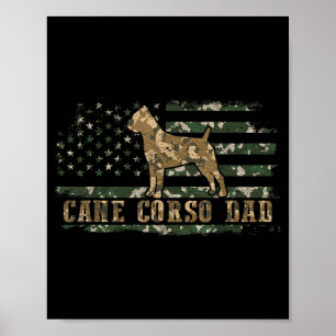 Cane Corso Dad Camo American Flag Camouflage USA Poster