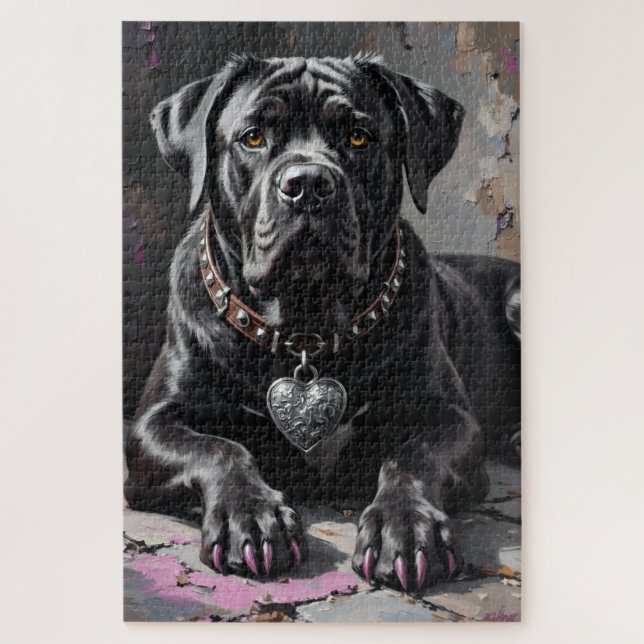 Cane Corso Devoted Guardian Heart Charm Valentine Jigsaw Puzzle (Vertical)