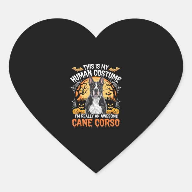 Cane Corso Dog Awesome Costume Halloween Heart Sticker (Front)