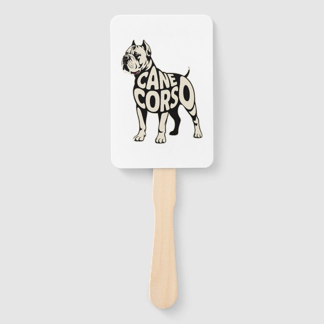 Cane Corso Dog Bold Typography Art Hand Fan (Front)