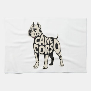 Cane Corso Dog Bold Typography Art Tea Towel