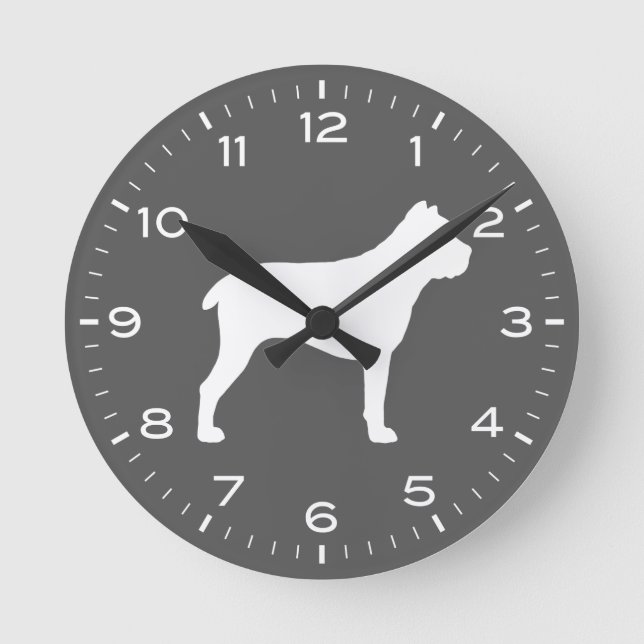 Cane Corso Dog Breed Silhouette Round Clock (Front)
