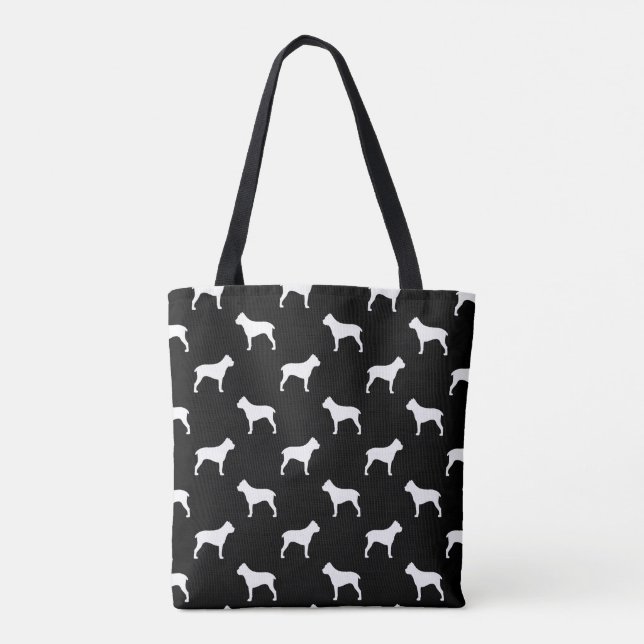 Cane Corso Dog Breed Silhouettes Patterned Tote Bag (Back)