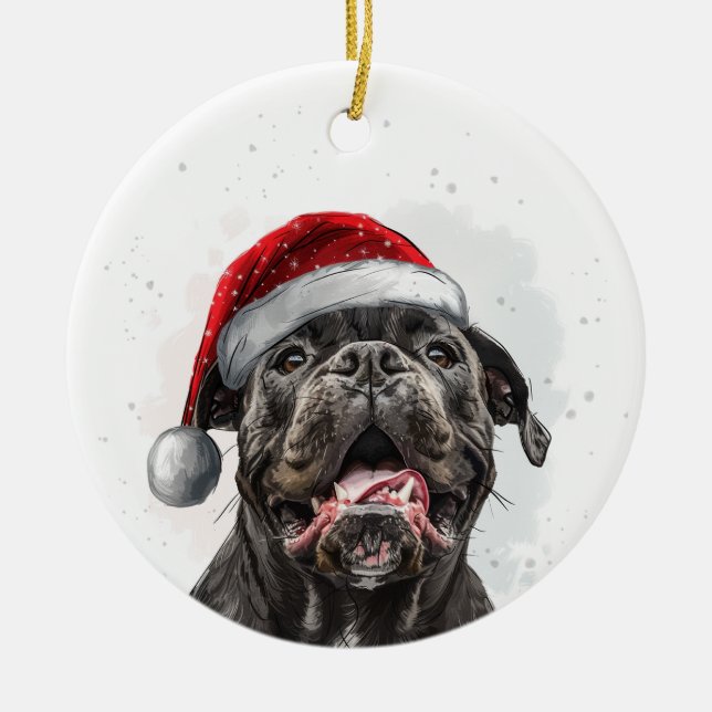 Cane Corso Dog Christmas Personalized Ceramic Ornament (Front)