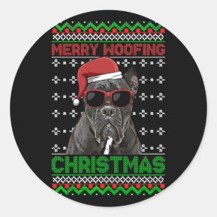 Cane Corso Dog Funny Merry Woofing Christmas Classic Round Sticker