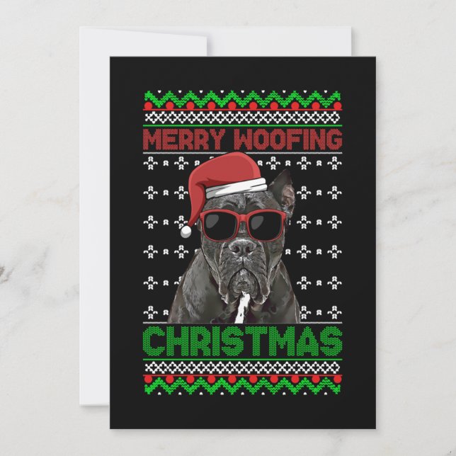 Cane Corso Dog Funny Merry Woofing Christmas Invitation (Front)