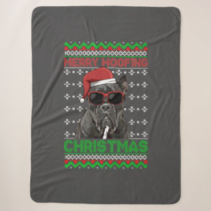 Cane Corso Dog Funny Merry Woofing Christmas  Sherpa Blanket