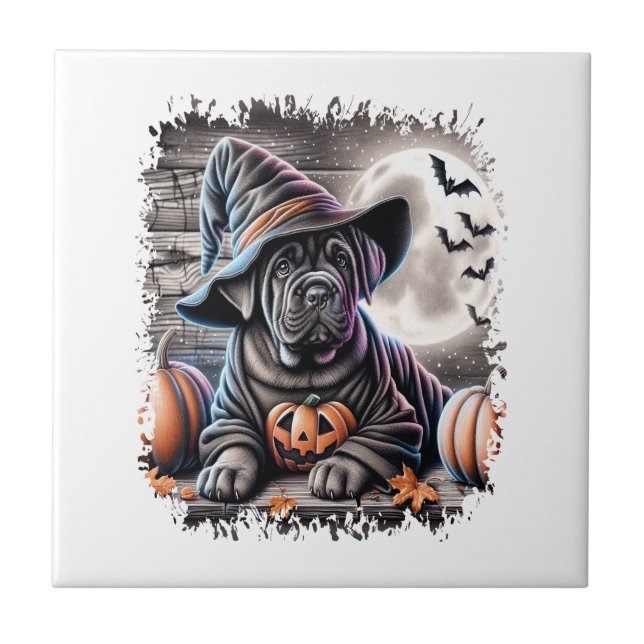 Cane Corso Dog Halloween Ceramic Tile (Front)