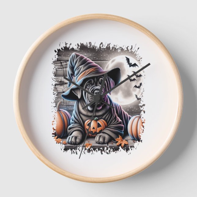 Cane Corso Dog Halloween Clock (Front)