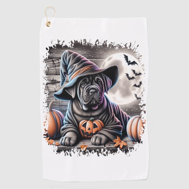 Cane Corso Dog Halloween Golf Towel (Front)