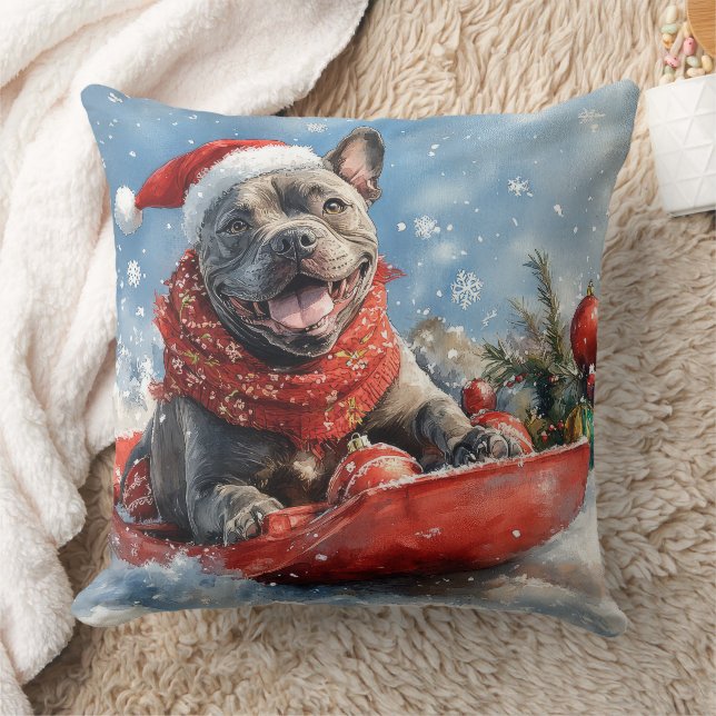 Cane Corso Dog in Sledge Let it Snow Christmas Cushion (Blanket)