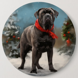 Cane Corso Dog in Snow Christmas 6 Cm Round Badge