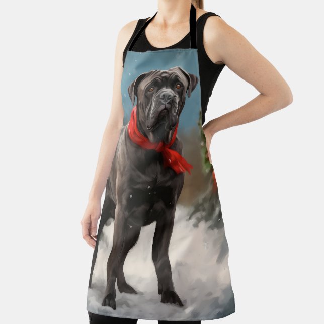 Cane Corso Dog in Snow Christmas  Apron (Insitu)