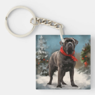 Cane Corso Dog in Snow Christmas  Key Ring