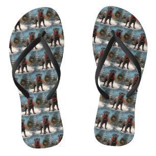 Cane Corso Dog in Snow Christmas  Thongs