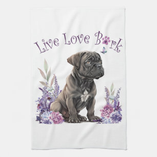 Cane Corso Dog Mum Floral Tea Towel