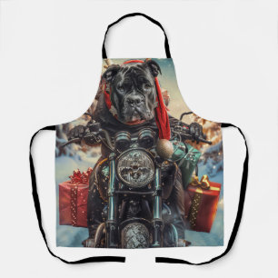 Cane Corso Dog Riding Motorcycle Christmas  Apron