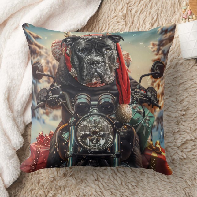 Cane Corso Dog Riding Motorcycle Christmas  Cushion (Blanket)