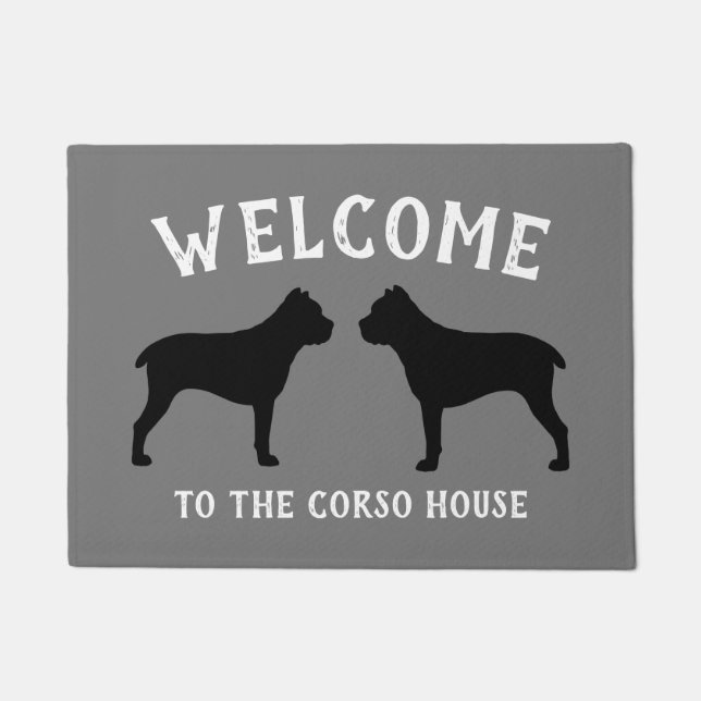 Cane Corso Dog Silhouettes Custom Doormat (Front)