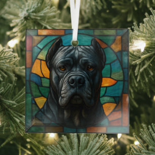 Cane Corso Dog "Stained Glass" Glass Tree Decoration