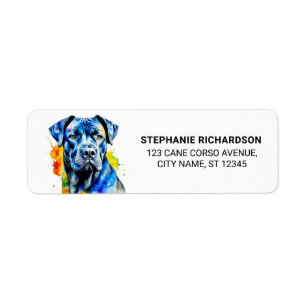 Cane Corso Dog Watercolor Return Address Label
