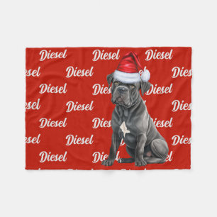 Cane Corso Dog with Name Patterned Christmas Fleece Blanket