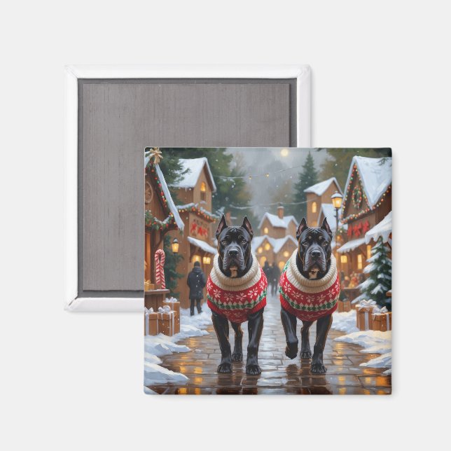 Cane Corso Dogs Christmas Snow Holiday Magnet (Front/Back)