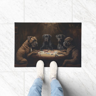Cane Corso Dogs Playing Poker Art Doormat