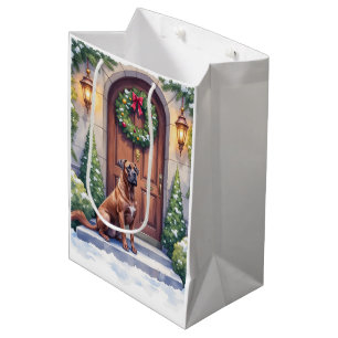 Cane Corso Grand Door Evergreen Christmas Art Medium Gift Bag