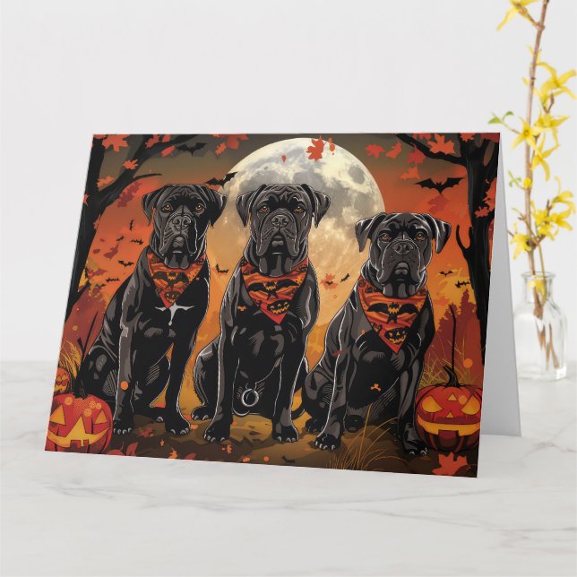 Cane Corso Halloween Spooky Card (Yellow Flower)