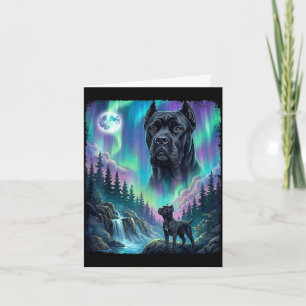 Cane corso howling northern lights aurora italian card