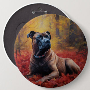 Cane Corso in Autumn Leaves Fall Inspire  6 Cm Round Badge