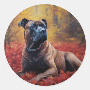 Cane Corso in Autumn Leaves Fall Inspire  Classic Round Sticker