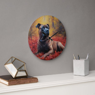 Cane Corso in Autumn Leaves Fall Inspire  Large Clock