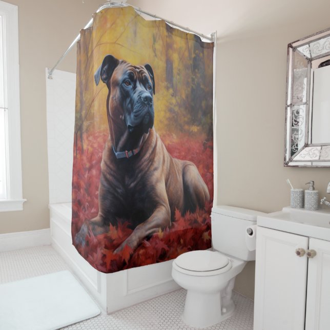 Cane Corso in Autumn Leaves Fall Inspire  Shower Curtain (In Situ)
