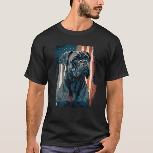 Cane Corso Italian Mastiff Dog Patriotic USA Ameri T-Shirt (Front)
