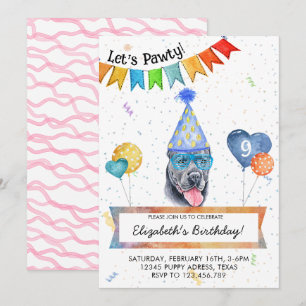 Cane Corso Lets Pawty Dog Birthday Party Invitation