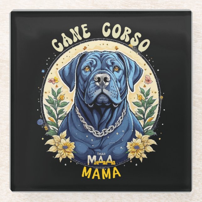 Cane Corso Mama Glass Coaster (Front)