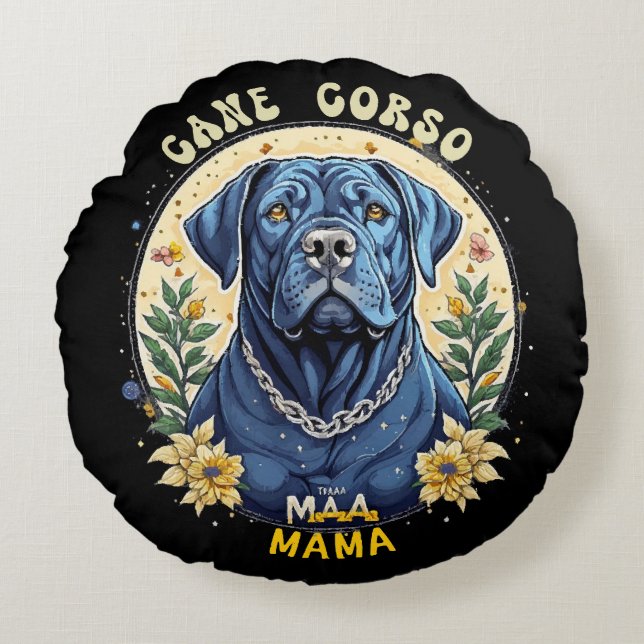 Cane Corso Mama Round Cushion (Front)
