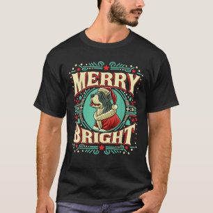 Cane Corso Merry Bright Christmas Santa Claus Dog  T-Shirt