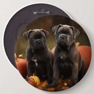 Cane Corso Puppy Autumn Delight Pumpkin 6 Cm Round Badge