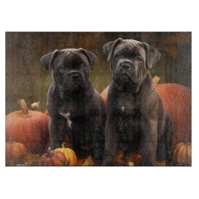 Cane Corso Puppy Autumn Delight Pumpkin Cutting Board (Front)